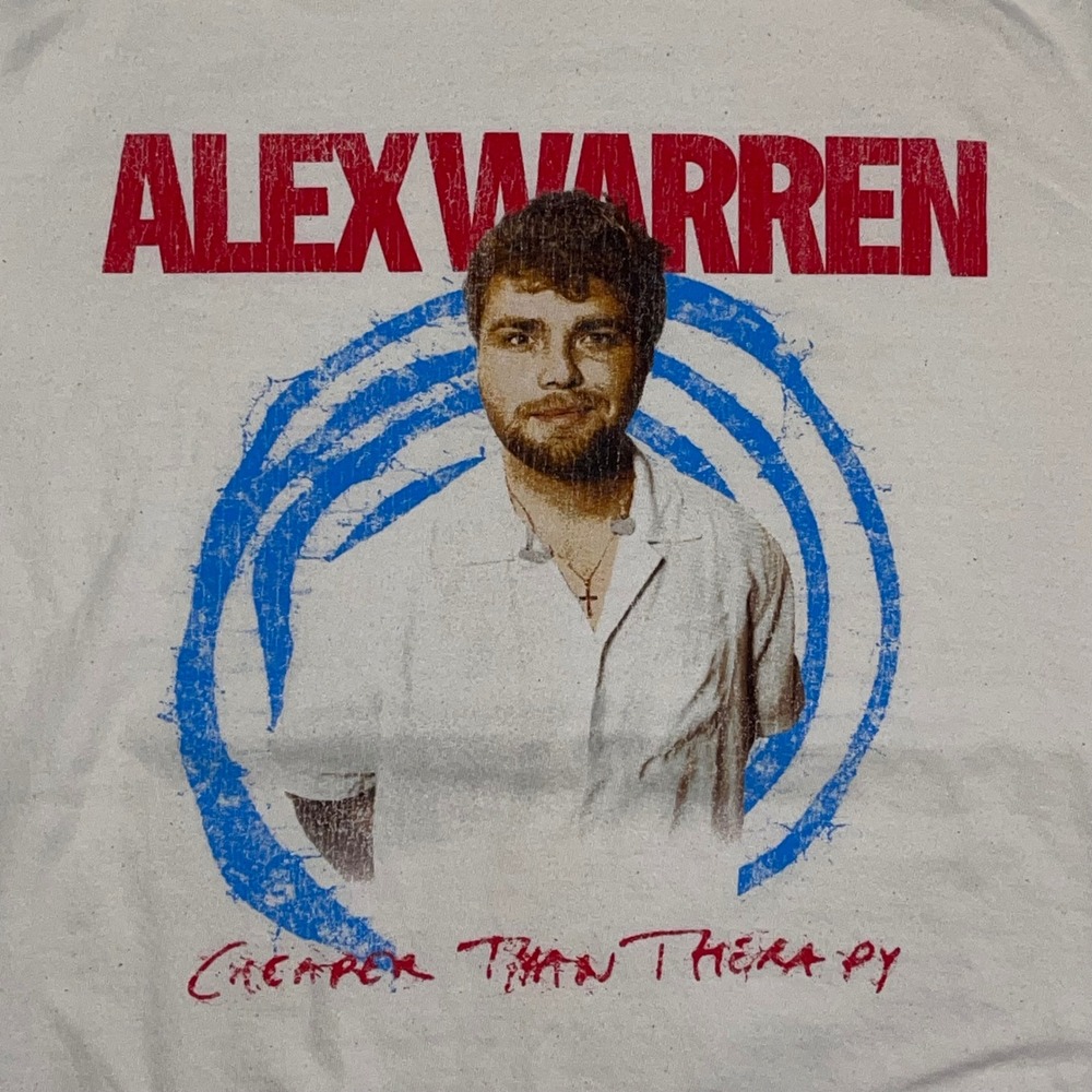 Alex Warren Cheaper Than Therapy Tour T-Shirt Mens Medium Cream Concert Graphic - Picture 7 of 8